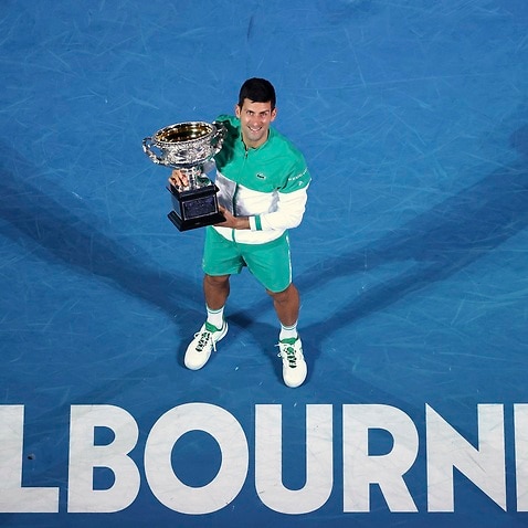 Serbia's Novak Djokovic in Melbourne in February 2021