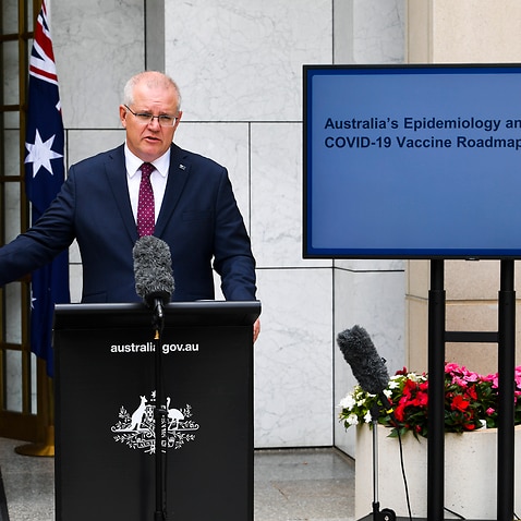 Australian Prime Minister Scott Morrison speaks to the media during a press conference at Parliament House in Canberra, Thursday, January 7, 2021. (AAP Image/Lukas Coch) NO ARCHIVING