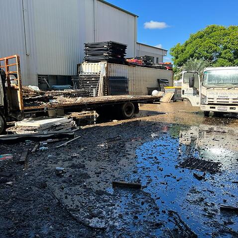Damaged trucks of Singh Fabrication's during QLD floods.
