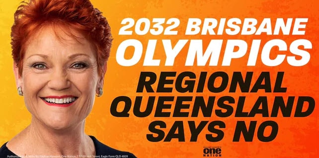 Pauline Hanson says Queensland can't afford to host the Olympics. Pauline Hanson says Queensland can't afford to host the Olympics.