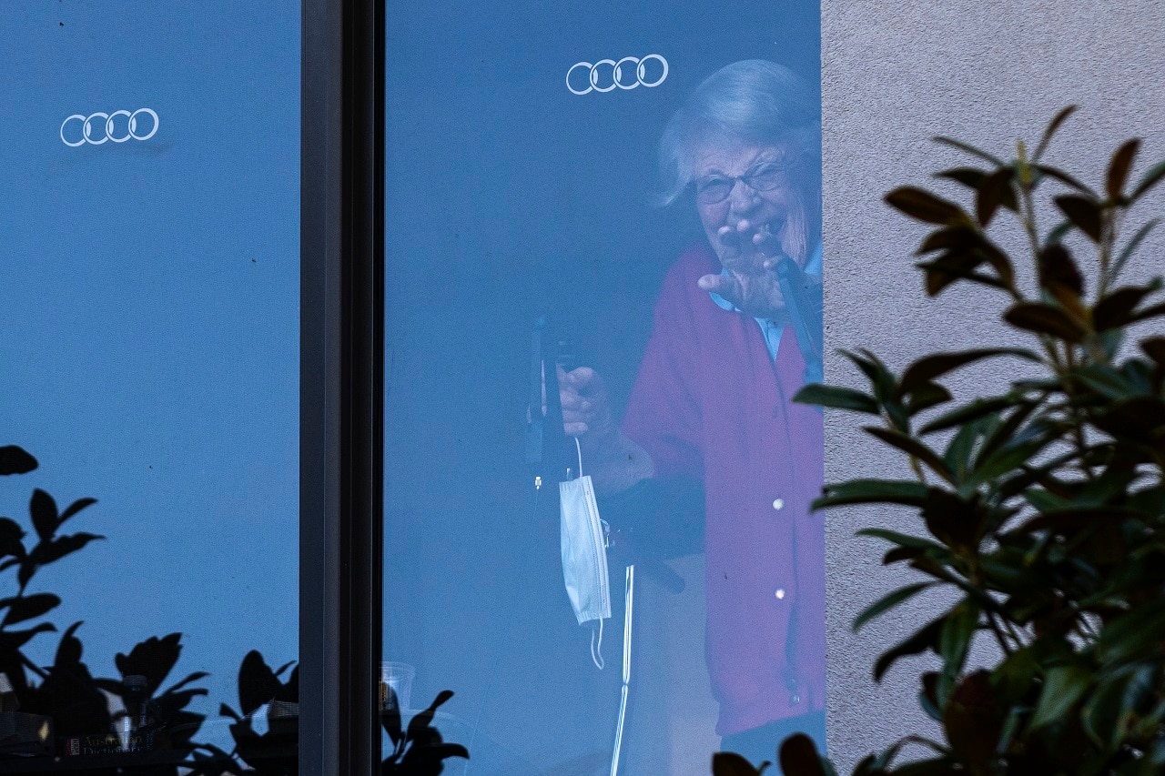 A resident at the Arcare Aged Care facility Melbourne, Monday, May 31, 2021. 