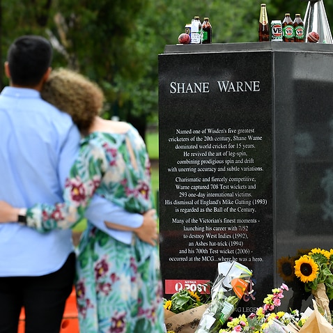 Tributes to cricketer Shane Warne outside the MCG in Melbourne.