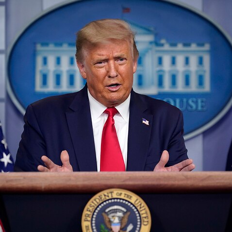 Donald Trump speaks during a news conference at the White House, Thursday, July 23, 2020, in Washington.