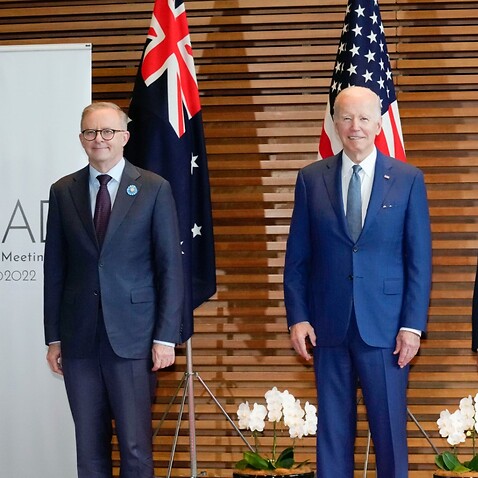 Australian Prime Minister Anthony Albanese, U.S. President Joe Biden, Japanese Prime Minister Fumio Kishida and Indian Prime Minister Narendra Modi pose for a photo ahead of their talks at a summit of the 