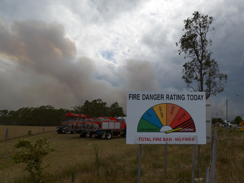 A fire danger rating sign set to catastrophic
