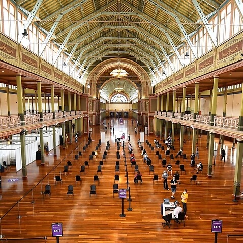 A general view of the vaccination centre at the Royal Exhibition building in Melbourne, Monday, March 22, 2021. 
