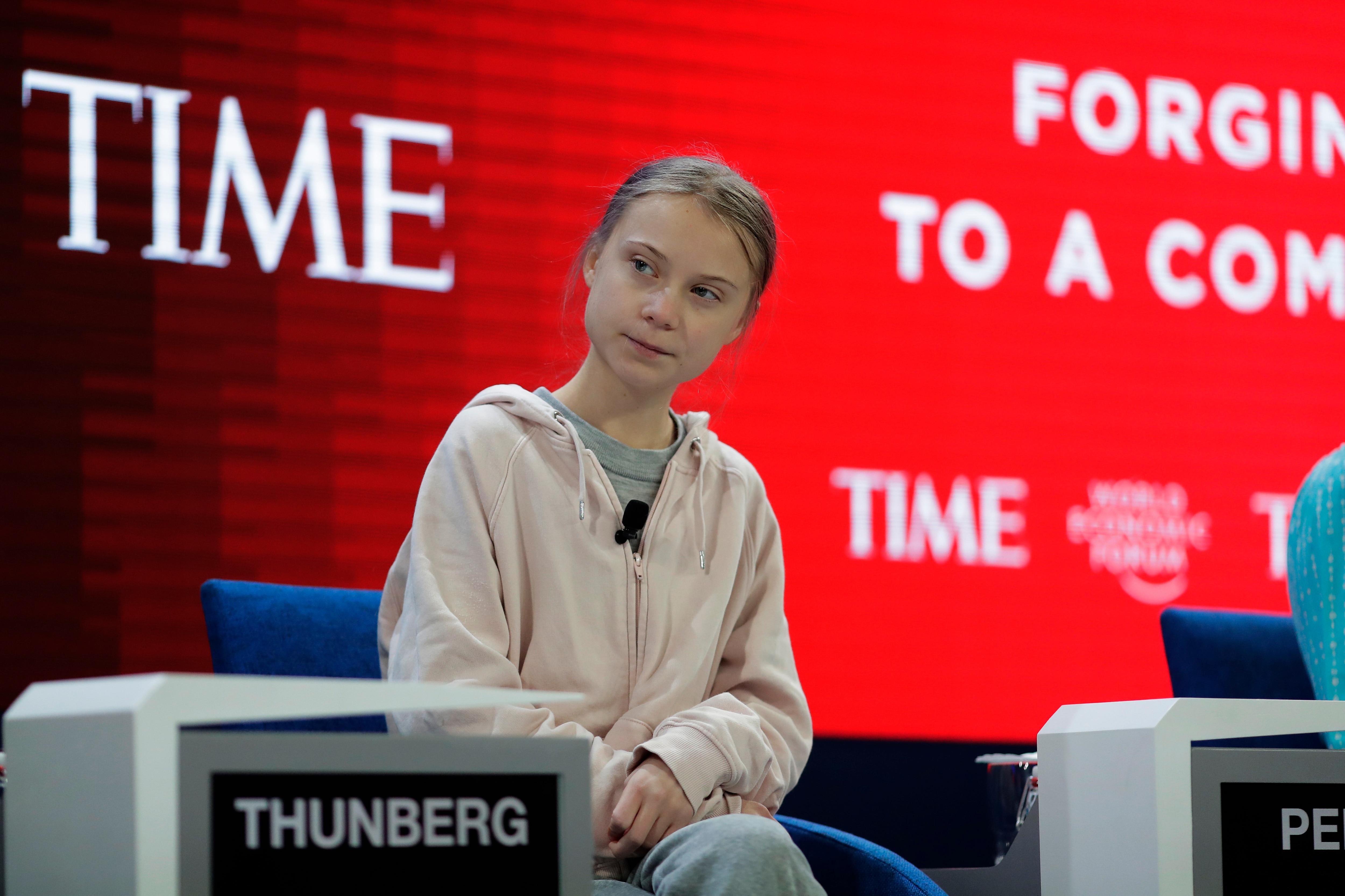 Swedish environmental activist Greta Thunberg at the World Economic Forum in Davos
