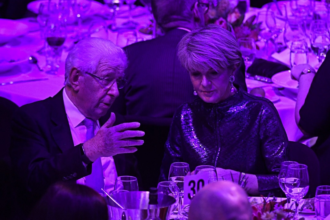 Lowy Institute Chairman, Sir Frank Lowy AC and former foreign affairs minister Julie Bishop.