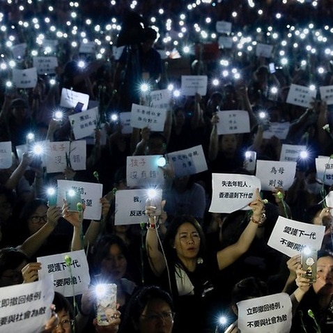 Protest in Hong Kong against the extradition bill.