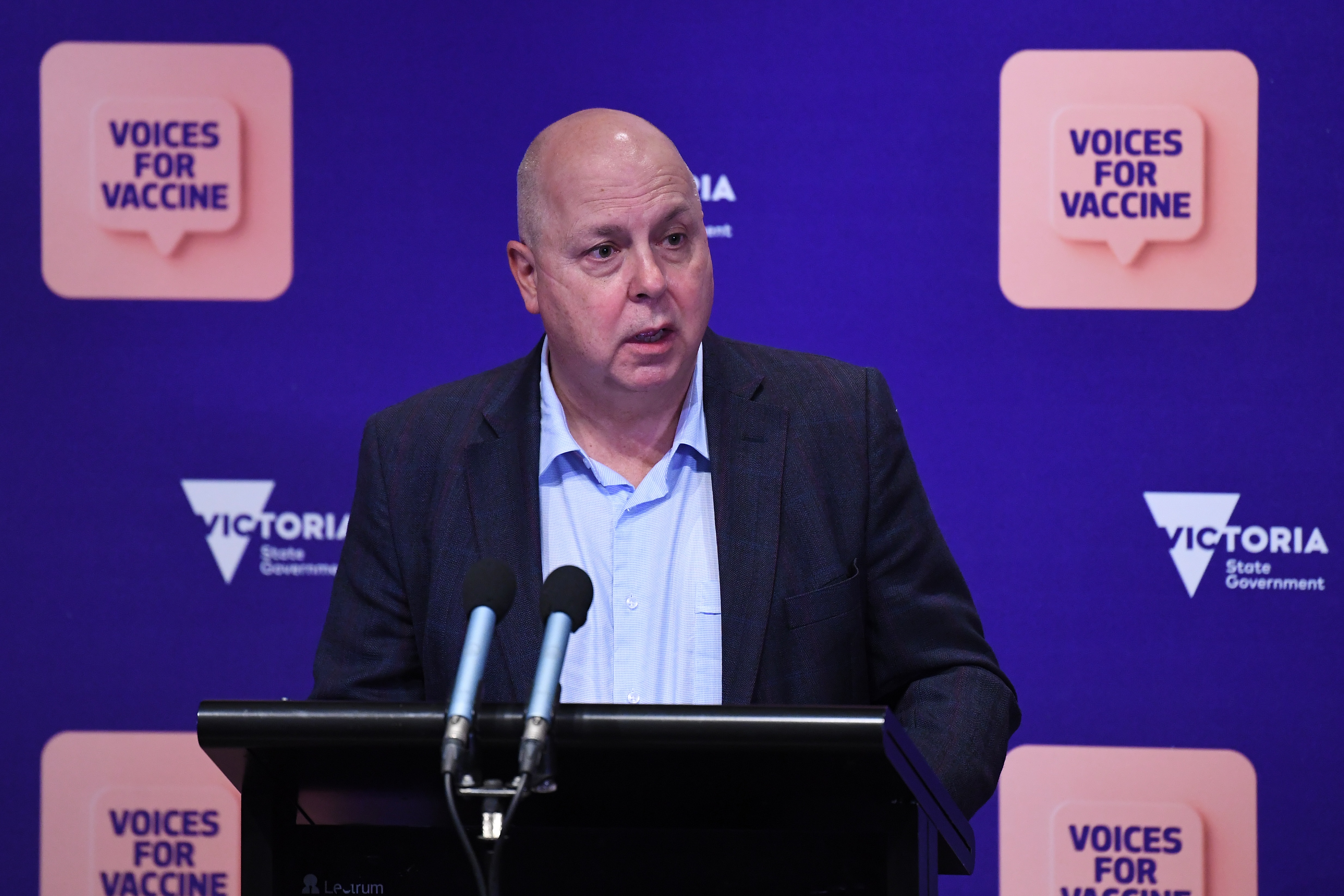 Victorian Treasurer Tim Pallas addresses the media 