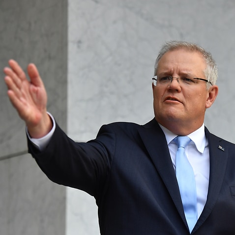 Prime Minister Scott Morrison speaks to the media at a press conference in Canberra.