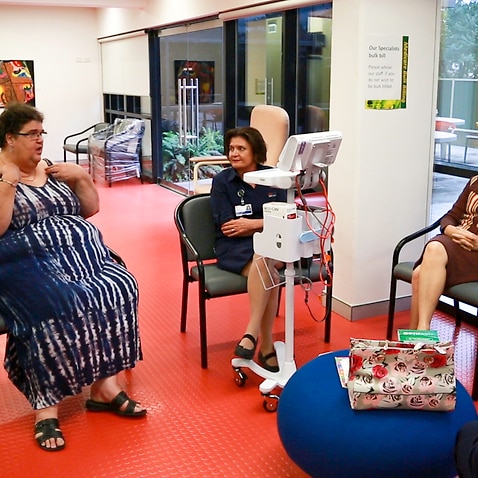 Jackie Moore, second from left, who was able to get her weight under control with help from the team at the Nepean Blue Mountain Family Obesity Service.