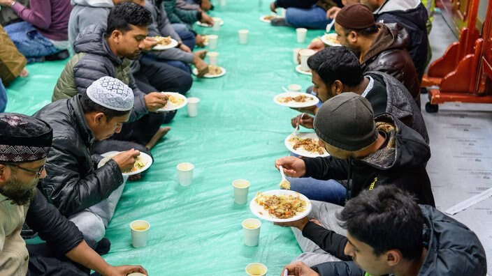 Iftar, the evening meal, can be enjoyed at a mosque or at home
