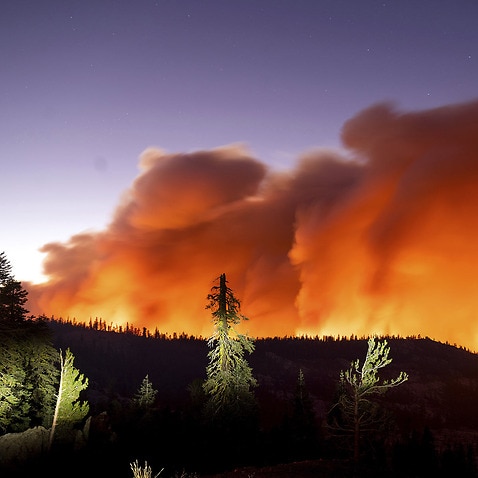 A fire burns in California