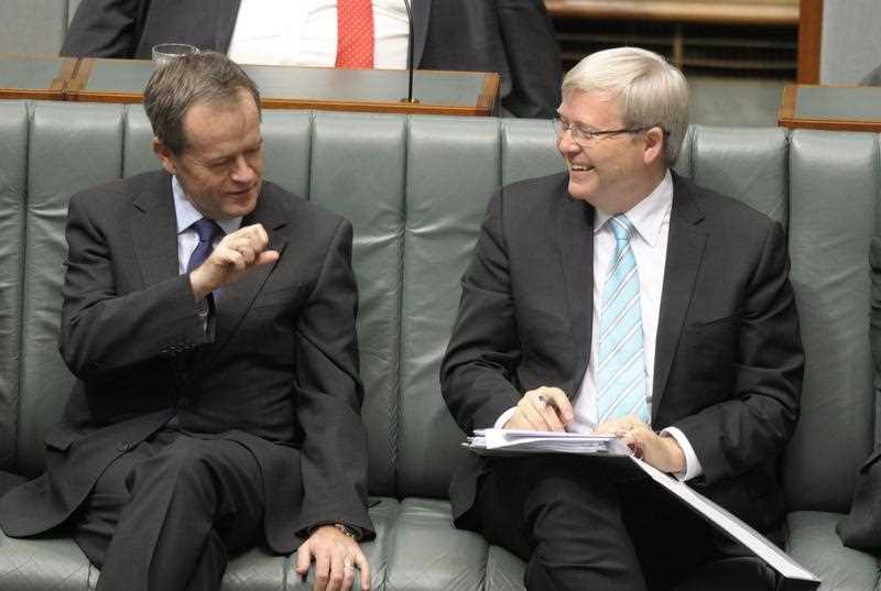 Kevin Rudd and Bill Shorten at Parliament House in early 2013