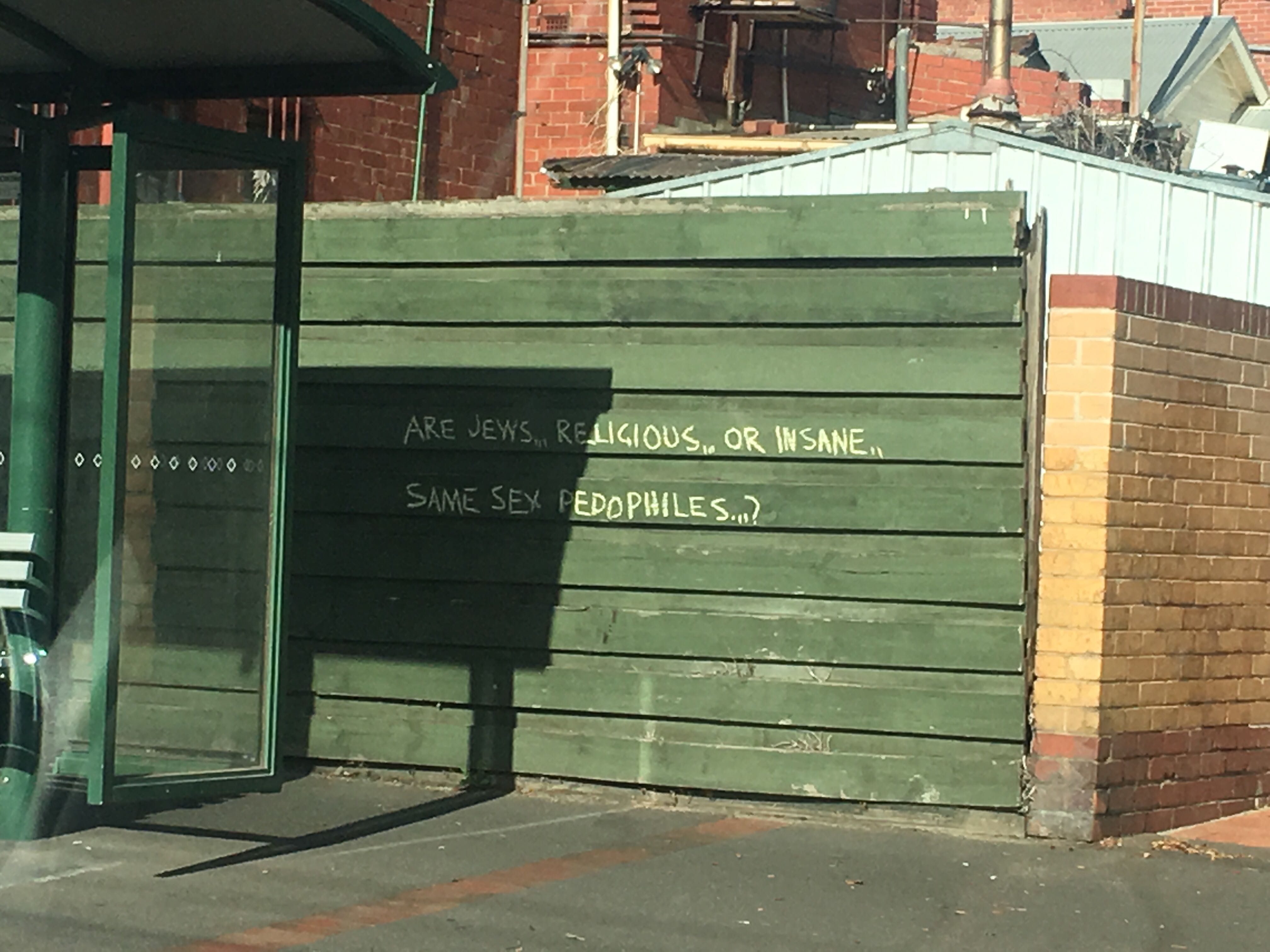 The graffiti found in Caulfield, Melbourne, earlier this week. 