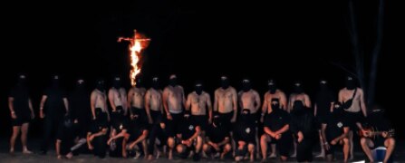 The alleged right-wing extremist group set fire to a cross during a visit to the Grampians National Park.
