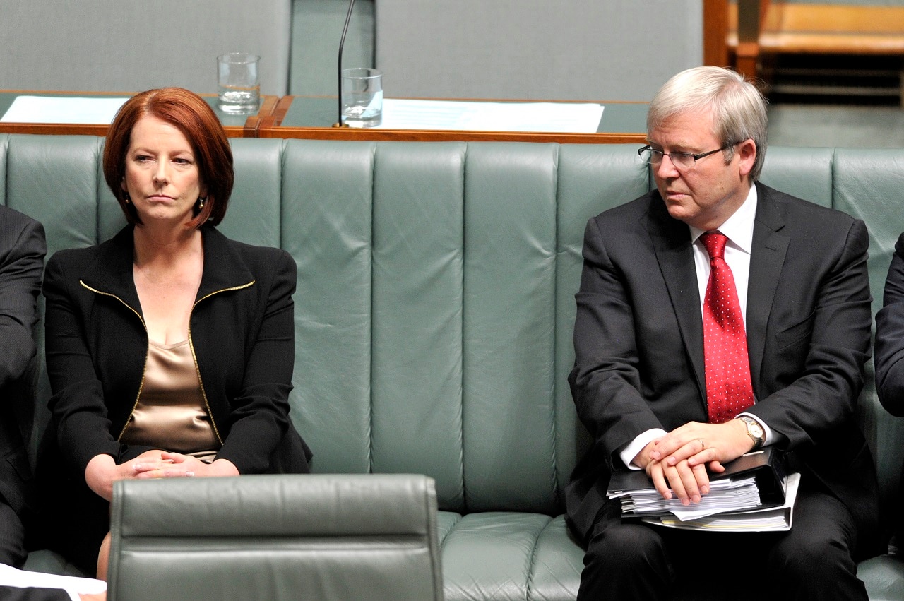 Julia Gillard and Kevin Rudd in 2010.