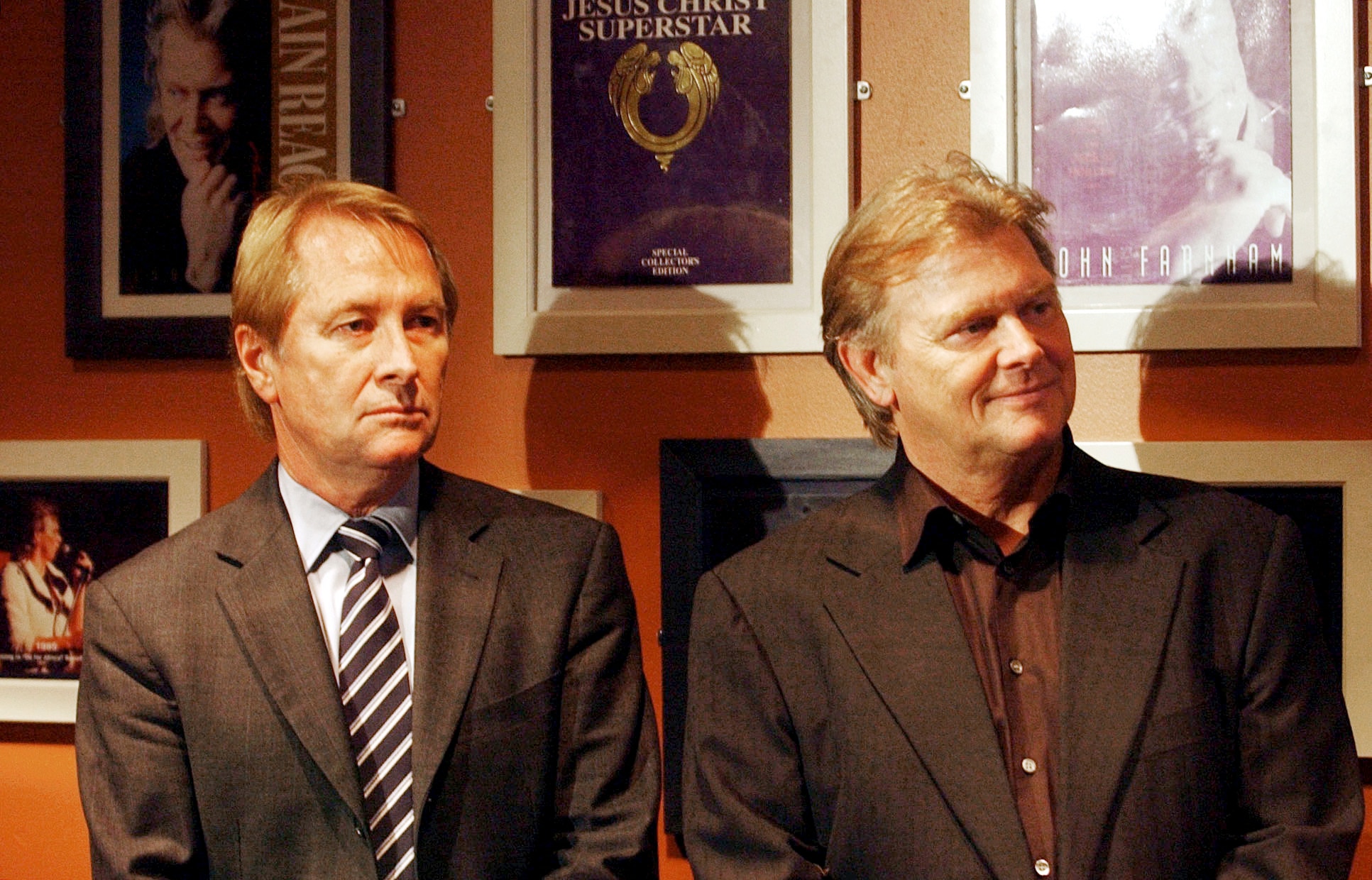 Glenn Wheatley (left) pictured with singer John Farnham in Sydney in 2002. Wheatley funded Farnham's hit album 'Whispering Jack.'