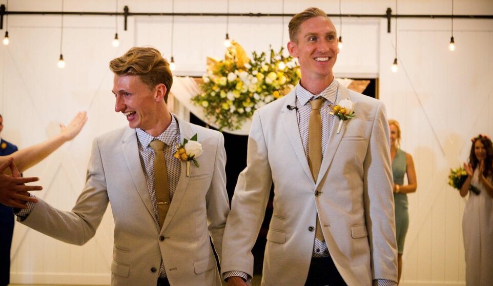 Craig Burns, left, and Luke Sullivan were among the first same-sex couples to be married in Australia. 