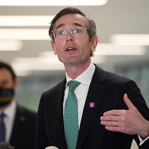 NSW Premier Dominic Perrottet addresses media during a press conference in Sydney, Thursday, October 7, 2021. (AAP Image/Dan Himbrechts) NO ARCHIVING