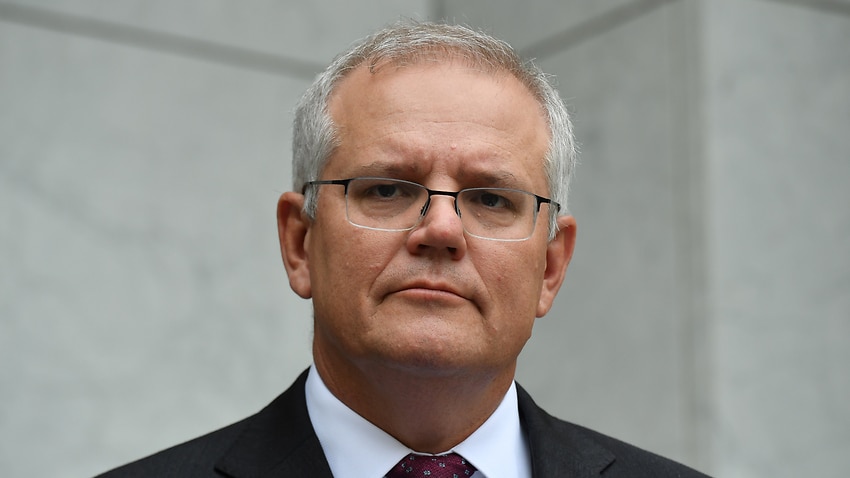 Prime Minister Scott Morrison at a press conference at Parliament House in Canberra.