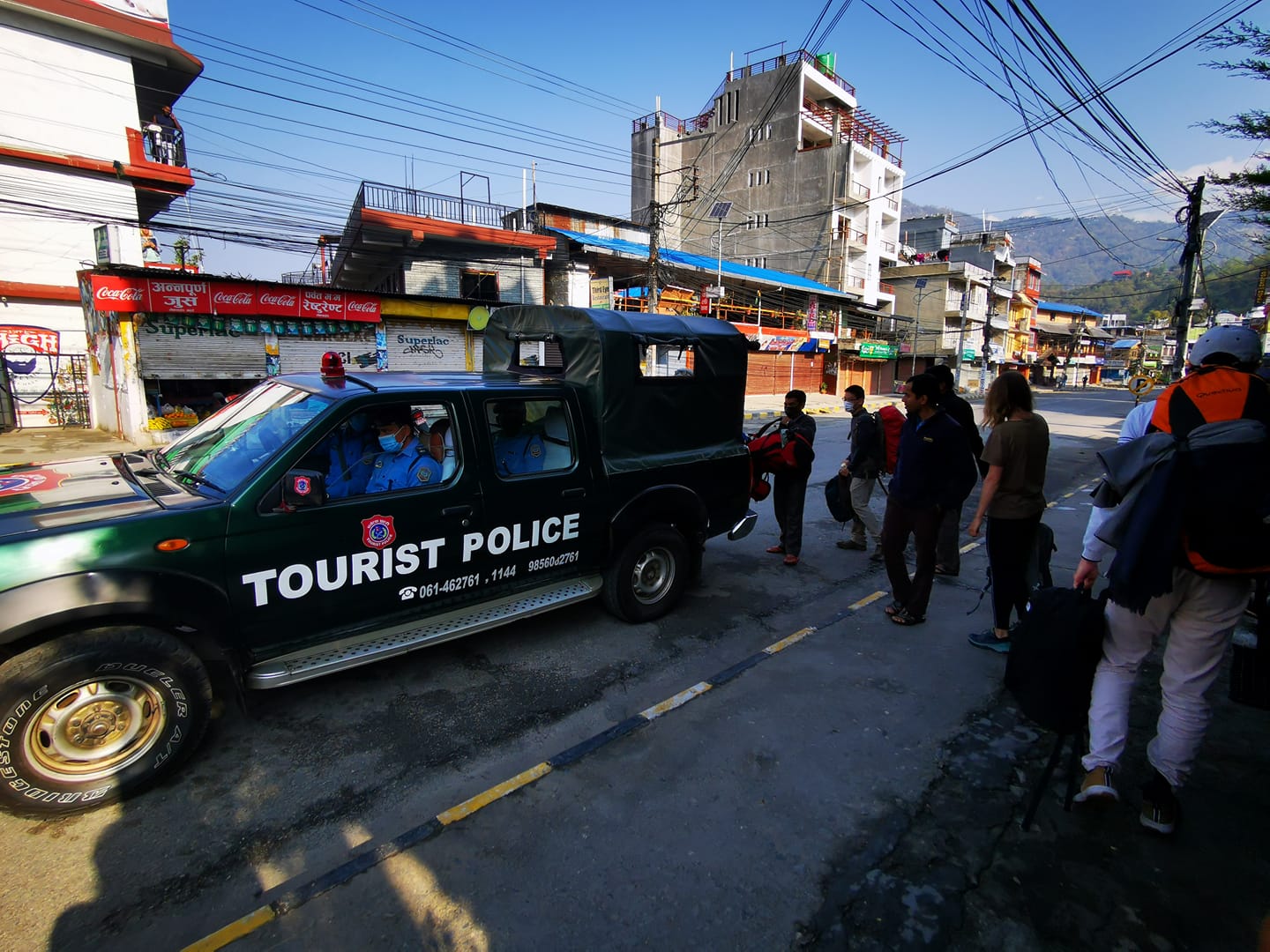 Tourist Police in Nepal helping French tourist get back to Kathmandu