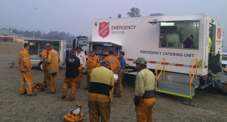 Salvation Army teams are providing meals to evacuees and frontline responders.