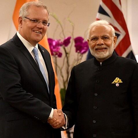 Australian Prime Minister Scott Morrison (left) with Indian Prime Minister Narendra Modi. (file)