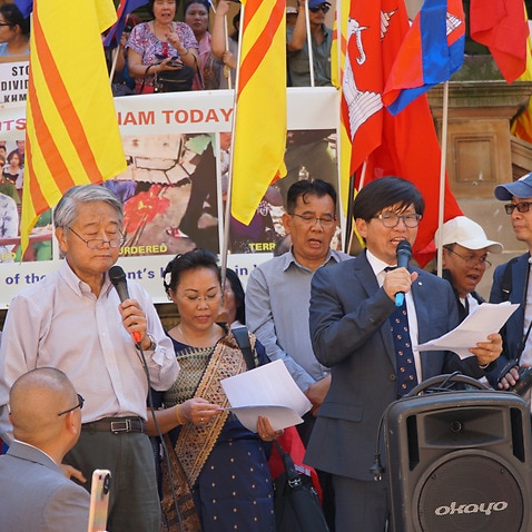 Hundreds of people have gathered in Sydney to protest human rights abuses in several countries, including Cambodia, Vietnam, Laos, Thailand and Myanmar.                            
