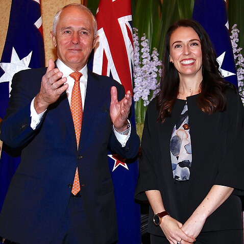 Australian Prime Minister Malcolm Turnbull greets New Zealand Prime Minister Jacinda Ardern before their meeting in Sydney, Australia, November 5, 2017. 