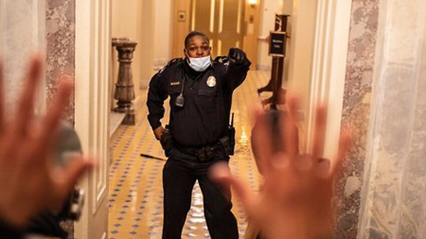 Capitol police officer hailed as a hero for steering angry mob away
