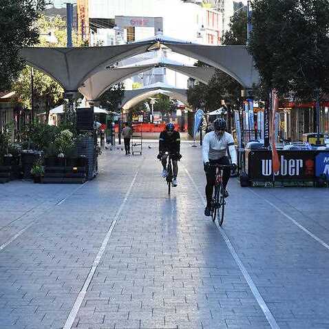 Empty streets are seen at Bondi Junction in Sydney, Saturday, 26 June, 2021. 