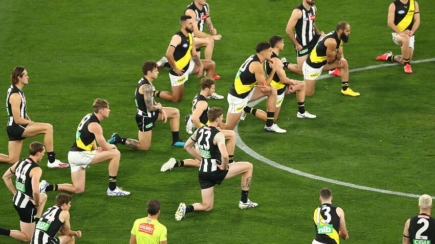 Image for read more article 'AFL players take a knee in support of Black Lives Matter movement'