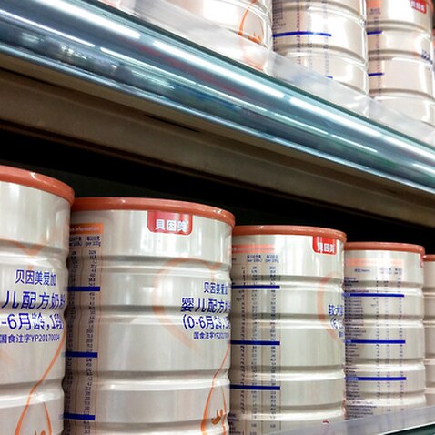 Baby formula for sale at a supermarket in China's Yunnan province 