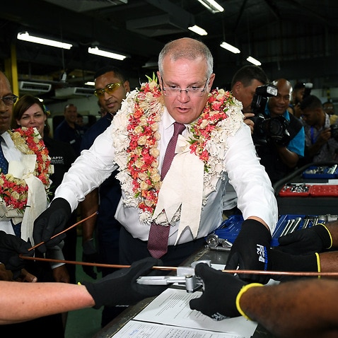 Prime Minister Scott Morrison and assistant Minister for International Development and the Pacific Anne Ruston in Suva, Fiji.