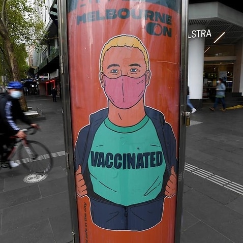 An advertisement promoting COVID-19 vaccinations (file image)