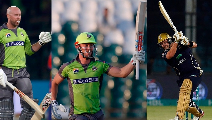 From left, Australian cricketers, Ben Dunk, Chris Lynn and Shane Watson playing in Pakistan Super League. 