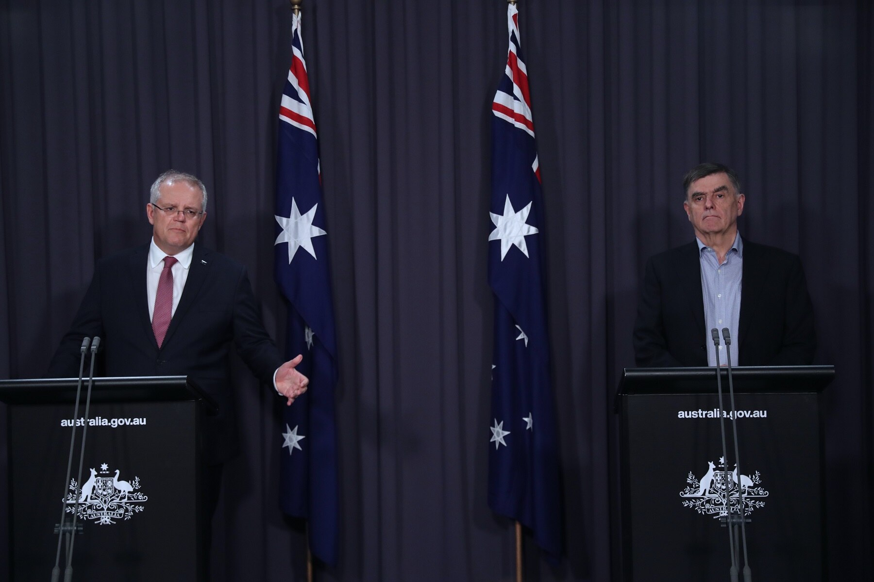 Australian Prime Minister Scott Morrison and the Chief Medical Officer Brendan Murphy.