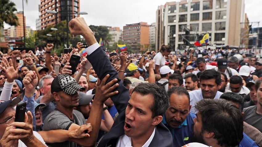 Juan Guaido with supporters