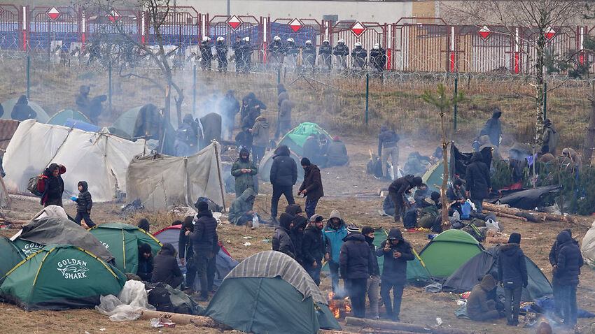 Migrant camp at the Polish-Belarusian border on 18 November, 2021.