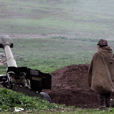 A file photo of an Armenian soldier in Martakert, Nagorno-Karabakh, 3 April 2016.