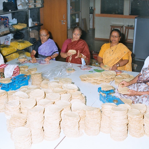 Women preparing papads