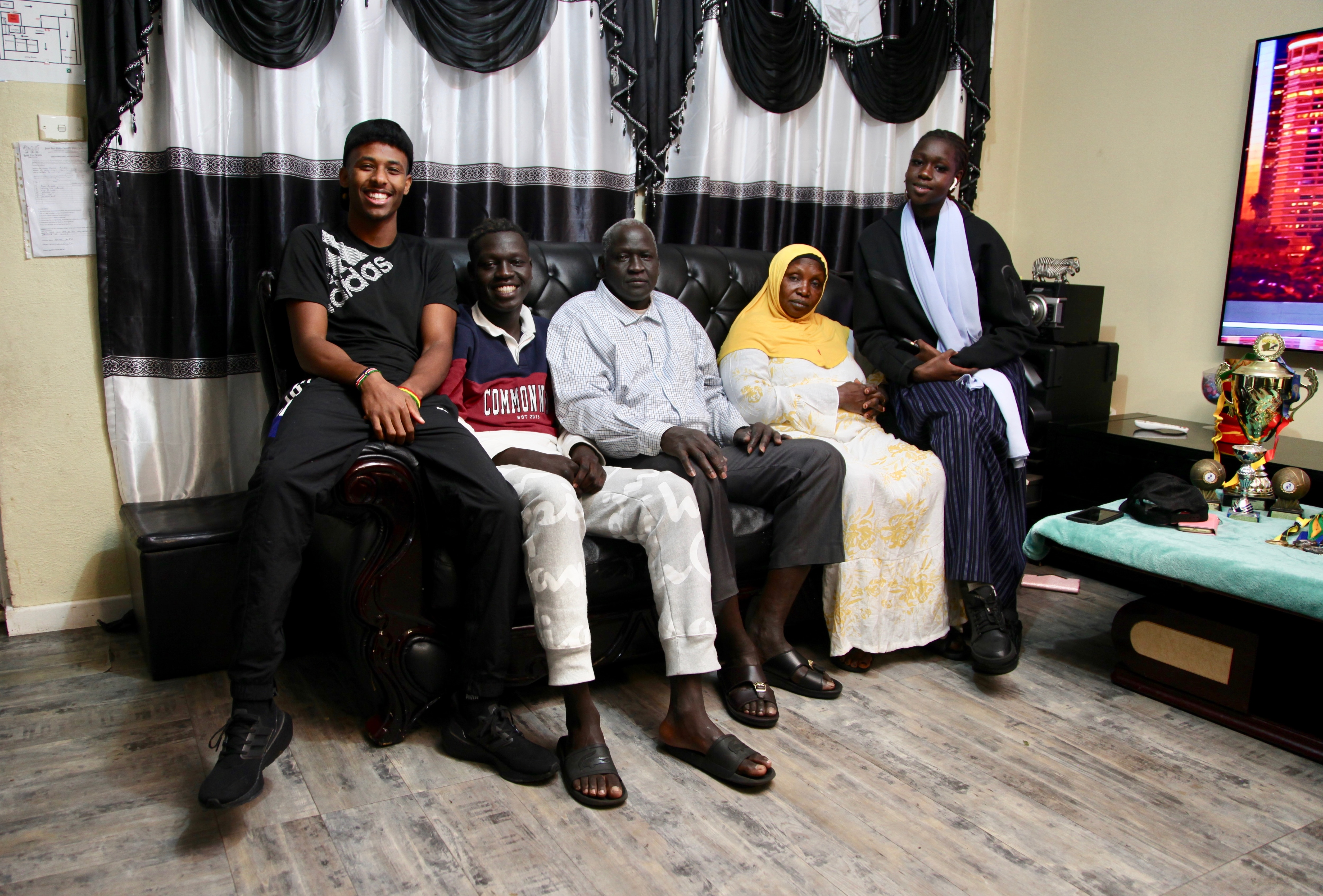 Peter Bol's family in their Perth home.