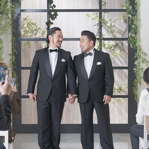 Sydney based Japanese photographer Koichi Ogihara (left), aka Toboji, got married to his Japanese partner in Sydney in 2018 
