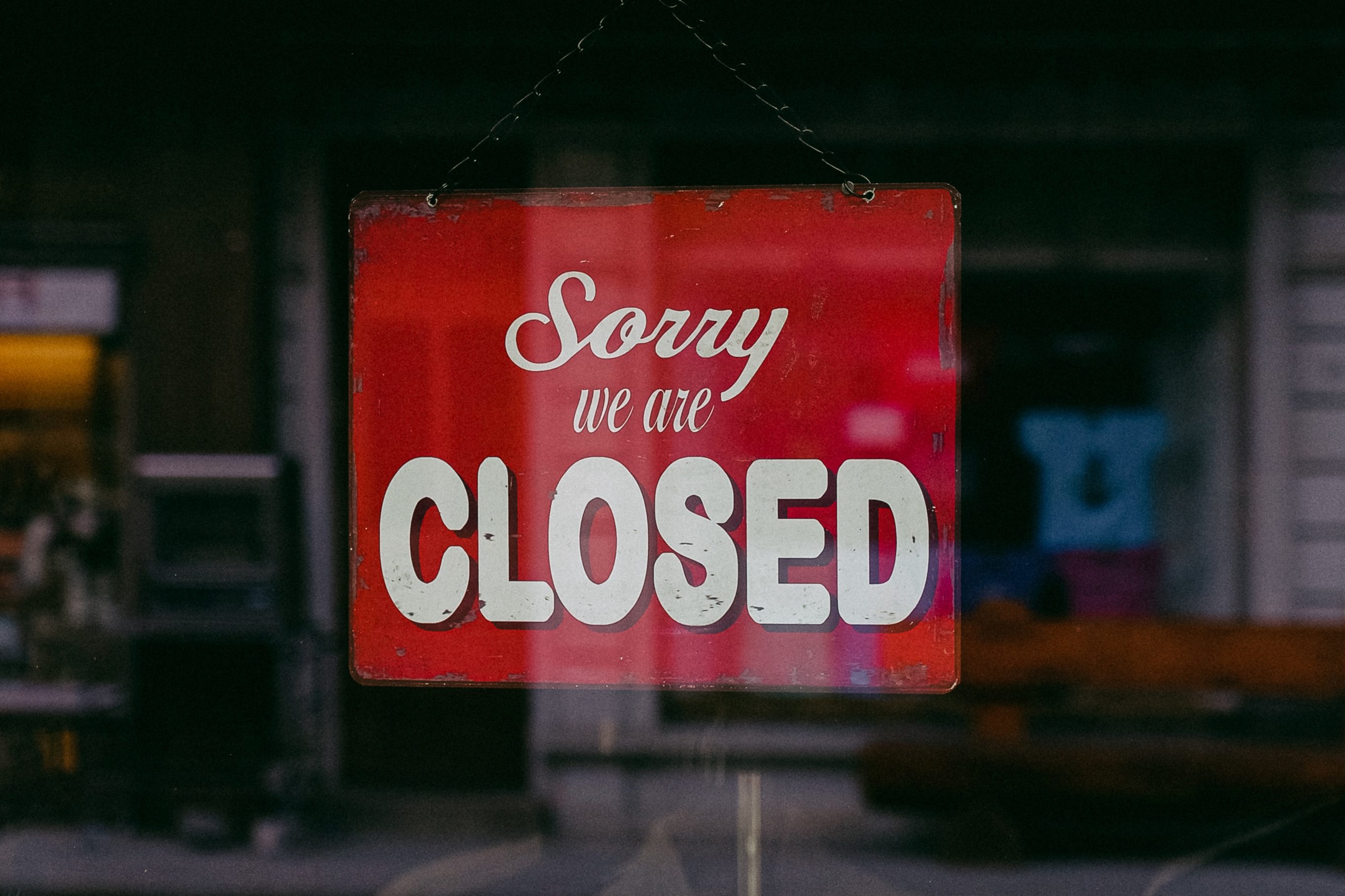 shop closed sign