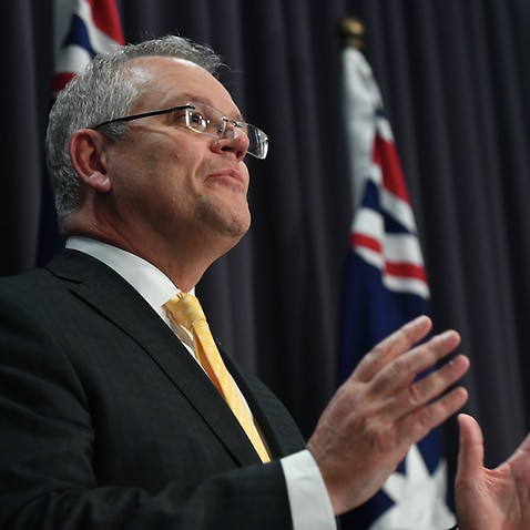 Prime Minister Scott Morrison during a press conference at Parliament House.