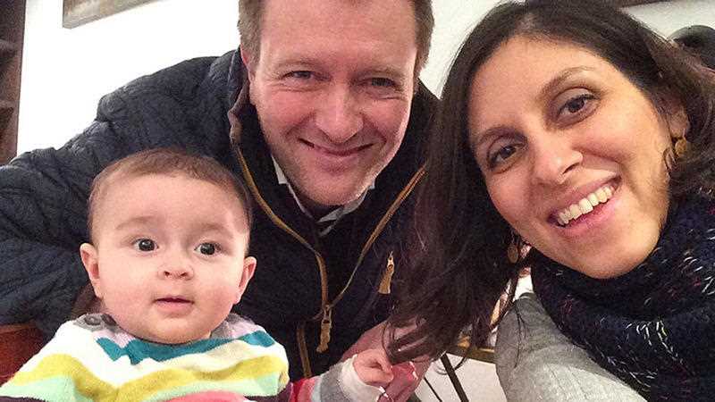 An undated photo of the jailed British mother Nazanin Zaghari-Ratcliffe with her husband Richard Ratcliffe and their daughter Gabriella.