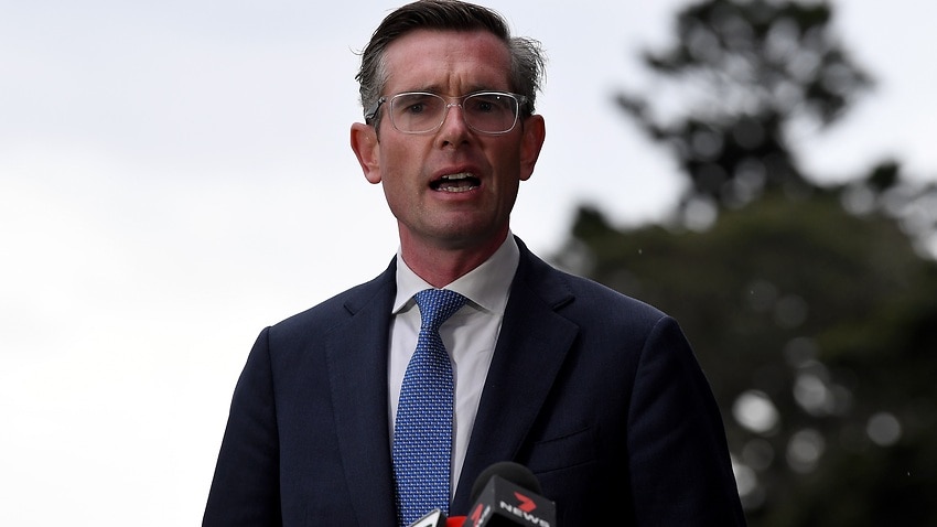 NSW Premier Dominic Perrottet speaks to the media during a press conference in Sydney, Friday, October 15, 2021. (AAP Image/Bianca De Marchi) NO ARCHIVING
