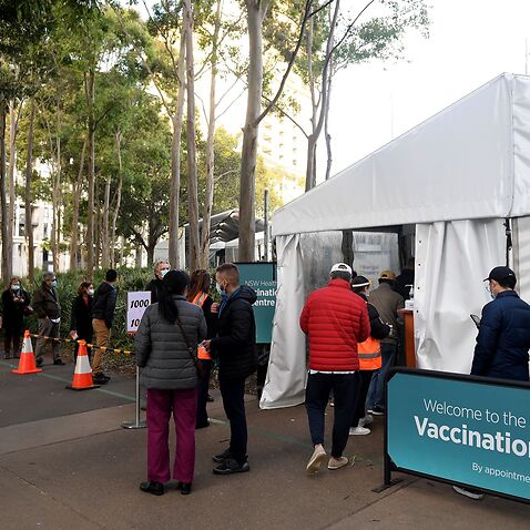 Mass vaccination hub at Sydney Olympic Park.